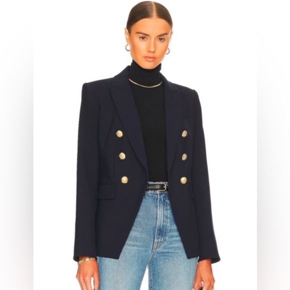 Veronica Beard Miller Dickey Jacket Navy Double Breasted Blazer Gold Buttons 12 - Picture 5 of 16